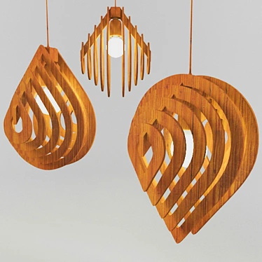 Wooden Water Drop Chandelier 3D model image 1 