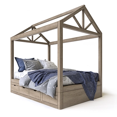 Rustic Dream House Bed 3D model image 1 