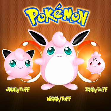 Adorable Pokémon Trio: Igglybuff, Jigglypuff, Wigglytuff 3D model image 1 