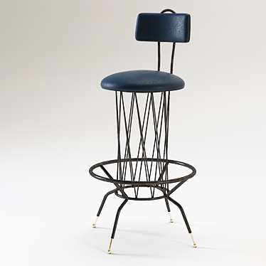 Sleek Steel Bar Stool 3D model image 1 