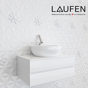 Stylish Laufen Mixer, Cupboard & Sink 3D model image 1 