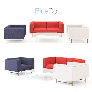 BlueDot Armchair Sofa & Table 3D model image 1 