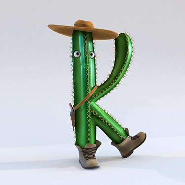 Cactus-shaped Letter Prop 3D model image 1 