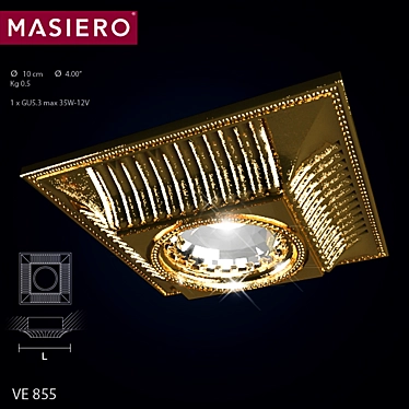 Elegant Masiero VE 855 Gold Luminaire 3D model image 1 