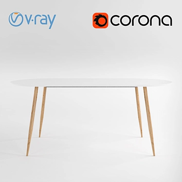 Sleek White Dining Table 3D model image 1 