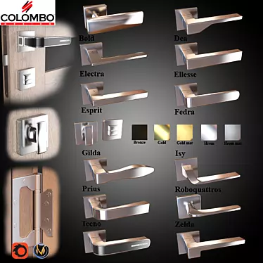 12-Piece Colombo Door Knobs Set (5 Colors) 3D model image 1 