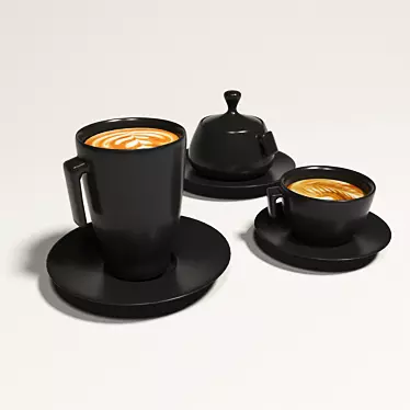 Elegant Coffee Set 3D model image 1 