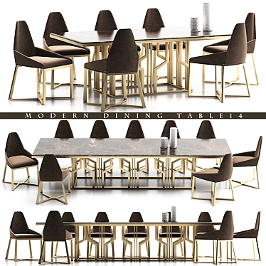 Sleek 14-Seater Dining Table 3D model image 1 