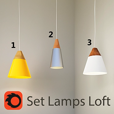 Industrial Loft Pendant Lamp Set 3D model image 1 