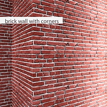 Tiled Brick Wall with Corners 3D model image 1 