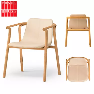 Elegant SPLINTER Armchair in Japanese Oak 3D model image 1 