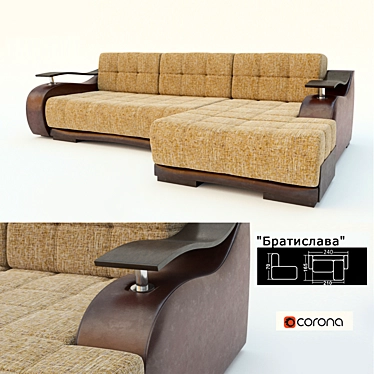 Luxury Corner Sofa Bed Bratislava 3D model image 1 