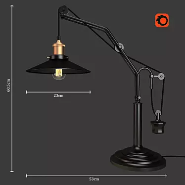 Industrial Edison Table Lamp 3D model image 1 