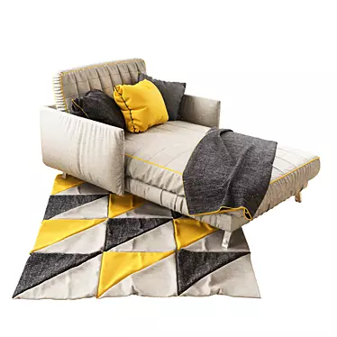 Sleek Gray Lounging Sofa 3D model image 1 