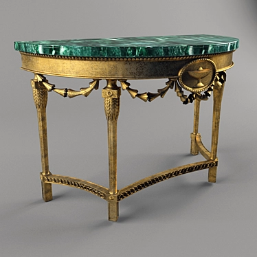 Antique Giltwood Marble Demi-Lune Table 3D model image 1 