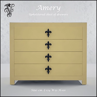 Amery 4-Drawer Chest: MDF and Solid Wood Construction 3D model image 1 