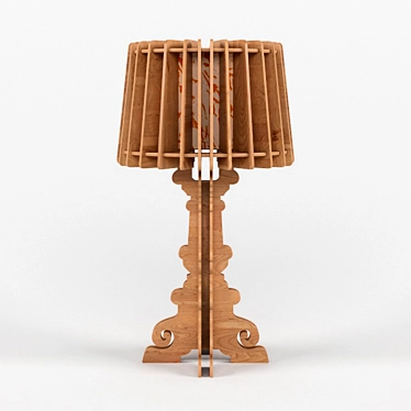 Elegant Golden Wooden Table Lamp 3D model image 1 