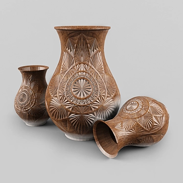 Ethnic Geometric Carved Pitcher 3D model image 1 