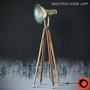 Industrial Loft Floor Lamp 3D model image 1 