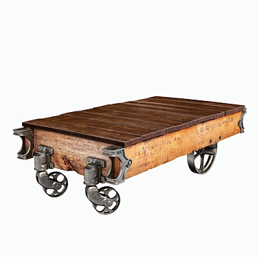 Rustic Industrial Factory Cart 3D model image 1 