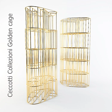 Grandiose Brass Bookshelf 3D model image 1 