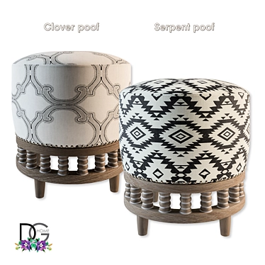 Serpent & Clover Ottoman: Elegant, Stylish and Comfy 3D model image 1 