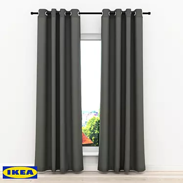 Elegant Grey Curtains 3D model image 1 