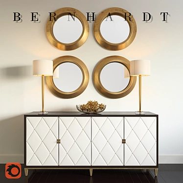 Luxurious Bernhardt Jet Set Buffet & Mirror Combo 3D model image 1 