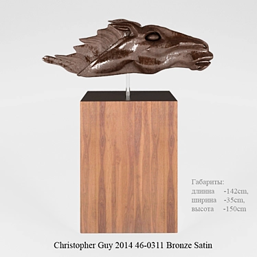 Bronze Satin Animal Sculpture 3D model image 1 