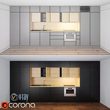 Modern Kitchen Furniture Set 3D model image 1 