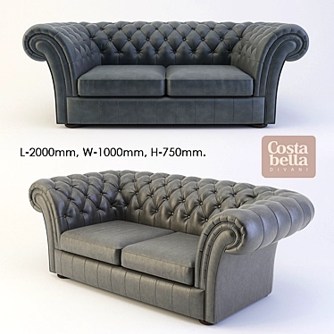 Elegant Costa Bella Nelson Mini Sofa 3D model image 1 