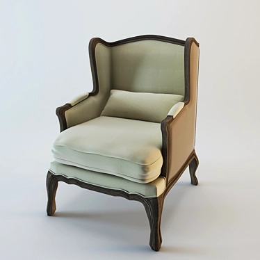 Title: Elegant Lorraine Burlap Armchair 3D model image 1 