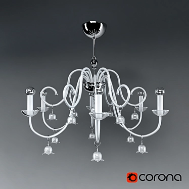 Transparent Chandelier with Crystal Accents 3D model image 1 