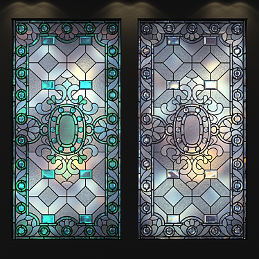 Elegant Stained Glass Window Panel 3D model image 1 