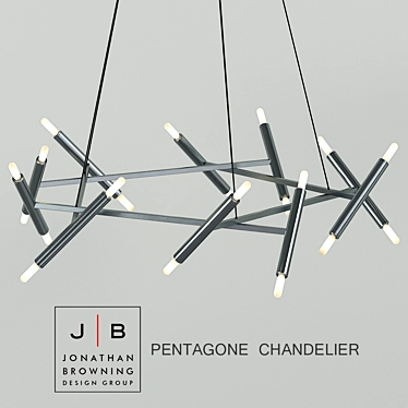 Modern Loft Pentagon Metal Chandelier 3D model image 1 