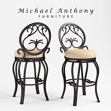 Elegant Taupe Swivel Counter Stool 3D model image 1 