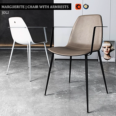 Sophisticated Armrested Marguerite Chair 3D model image 1 