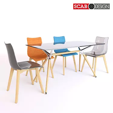 Modern Zebra Chair & Metropolis Table 3D model image 1 