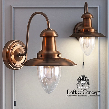 Modern Bronze Metal and Glass Wall Sconce 3D model image 1 