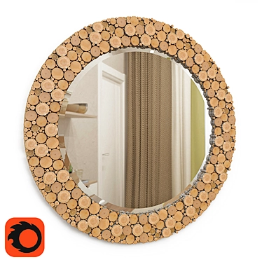 Custom Wood Mirror | Oak Slab | 400mm Radius 3D model image 1 