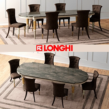 Elegant Layton Marble Table & Marion Chairs 3D model image 1 