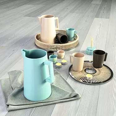 Elegant Melamine Tableware 3D model image 1 