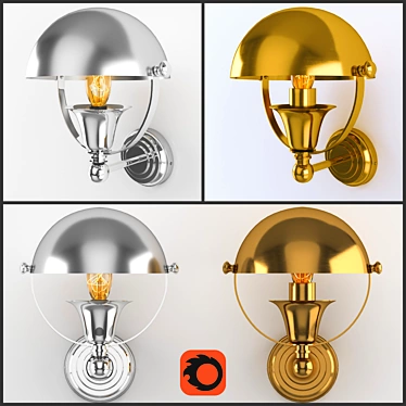 Elegant Brass Wall Sconces 3D model image 1 