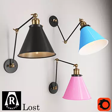 Romatti Lost Wall Light: Adjustable Pendant with Rotating Lampshade 3D model image 1 