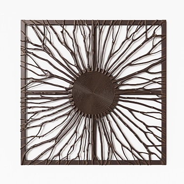 Rustic Rattan Branch Wall Art 3D model image 1 