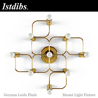 Vintage German Brass Flush Mount Light 3D model image 1 