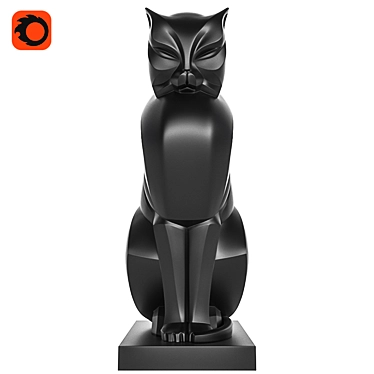 Elegant Bronze Cat Statue 3D model image 1 