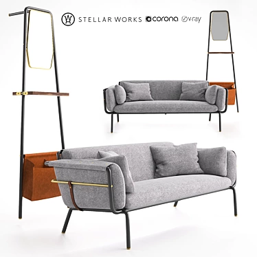 Stellar Works Valet Love Seat 3D model image 1 