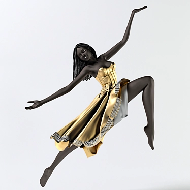 Dynamic Ebony Dancer 3D model image 1 