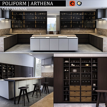 Sleek Arthena Kitchen: Vray & Corona 3D model image 1 